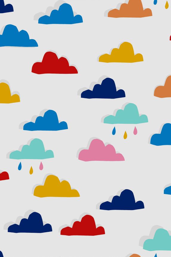 Colorful children's wallpaper with clouds, 118582, Joules, Graham&Brown