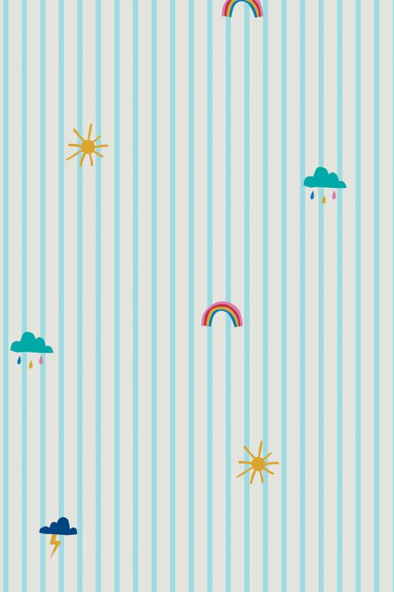 Striped children's wallpaper with clouds, 118587, Joules, Graham&Brown