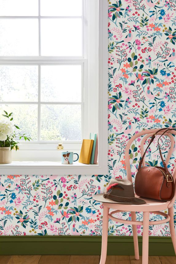 Floral wallpaper with pheasants and bees 118569, Joules, Graham&Brown