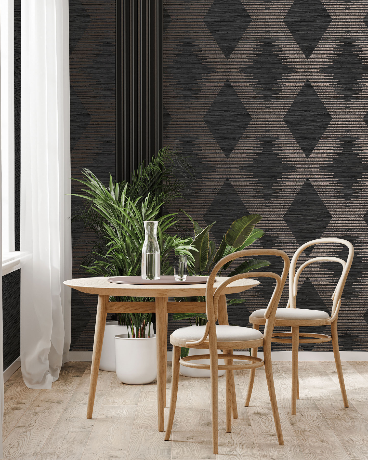 Black-gold geometric pattern wallpaper, 120723, Vavex 2025