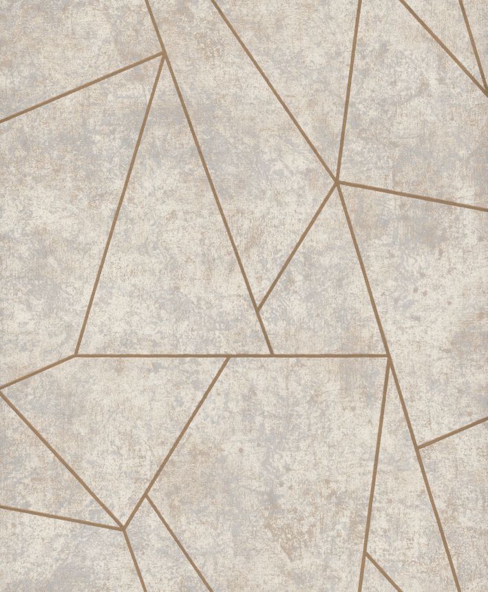 Gray-beige-gold geometric wallpaper, NW3504, Modern Metals, York