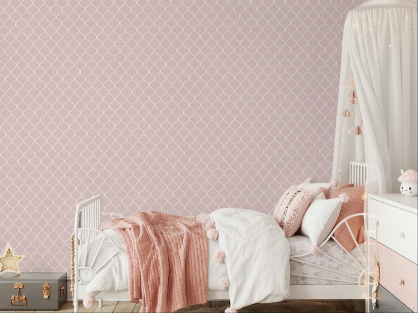 Pink wallpaper with white ornaments, 84019, Blooming Garden, Cristiana Masi by Parato