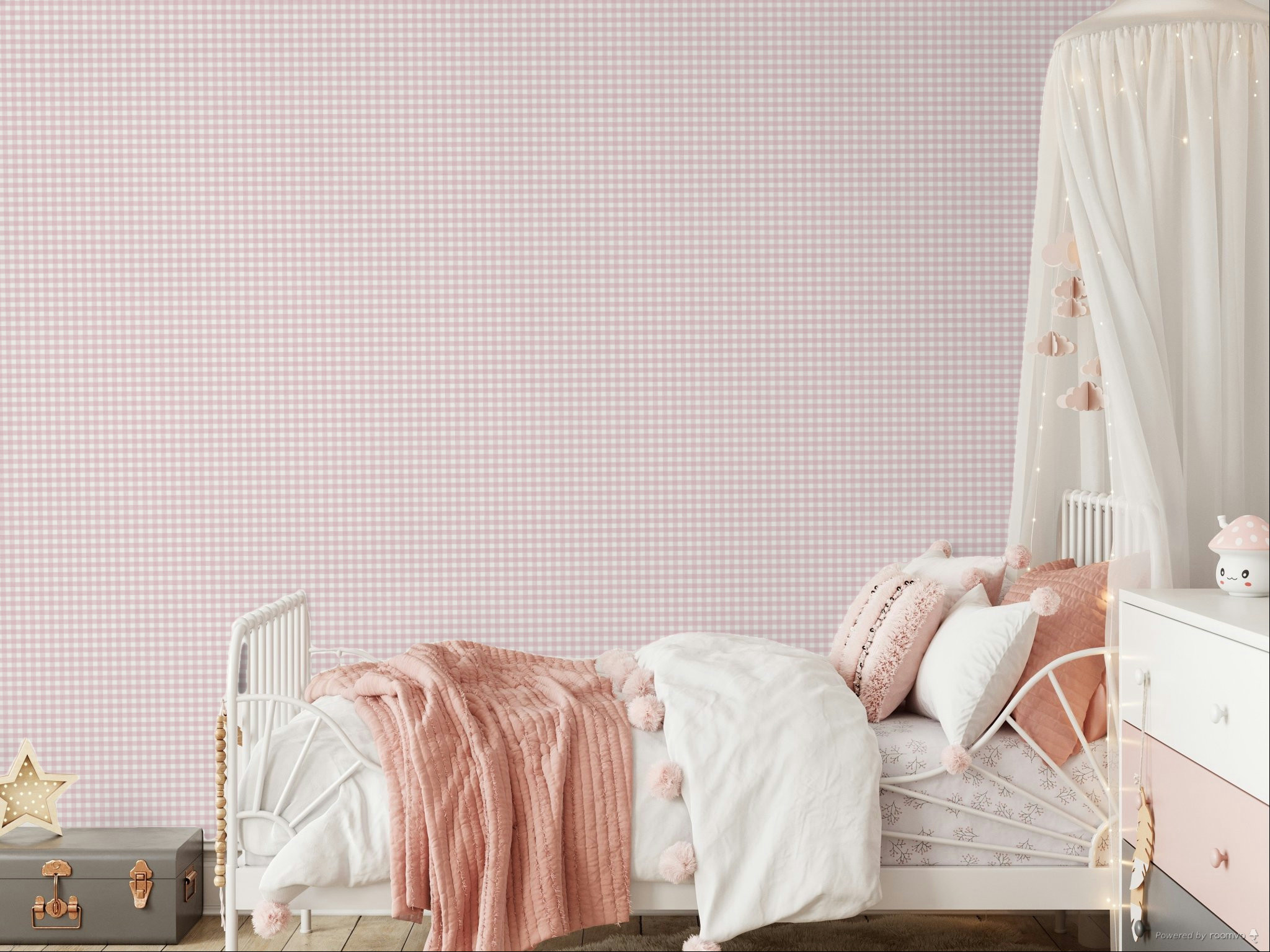 Non-woven wallpaper, pink checkered, 84067, Blooming Garden, Cristiana Masi by Parato