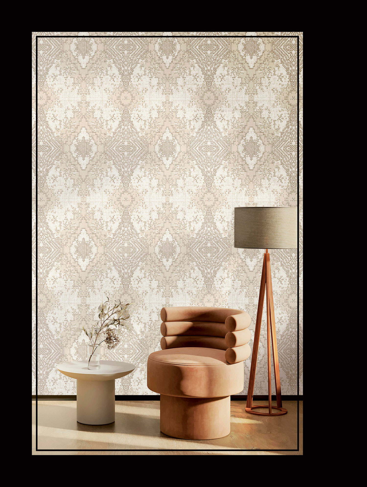 Luxury light beige geometric pattern wallpaper, 47761, Eterna, Parato