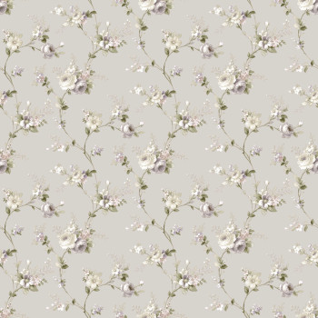 Gray wallpaper with floral pattern, 12315, Fiori Country, Parato