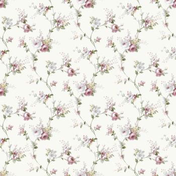 White wallpaper with floral pattern, 12316, Fiori Country, Parato