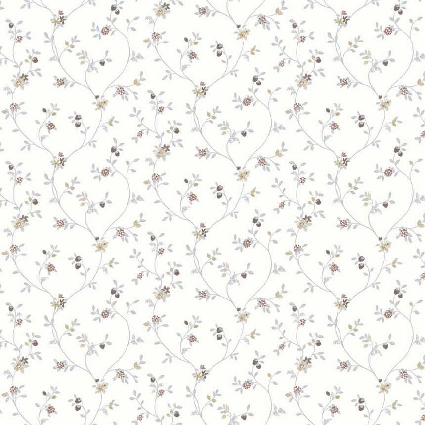 White non-woven floral wallpaper, 12331, Fiori Country, Parato