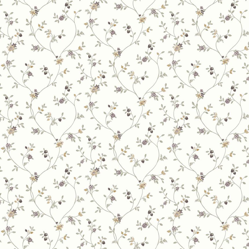White non-woven floral wallpaper, 12333, Fiori Country, Parato