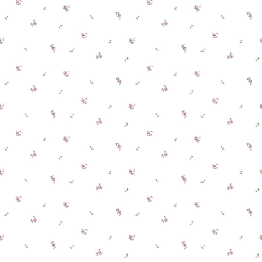 White non-woven floral wallpaper, 12341, Fiori Country, Parato