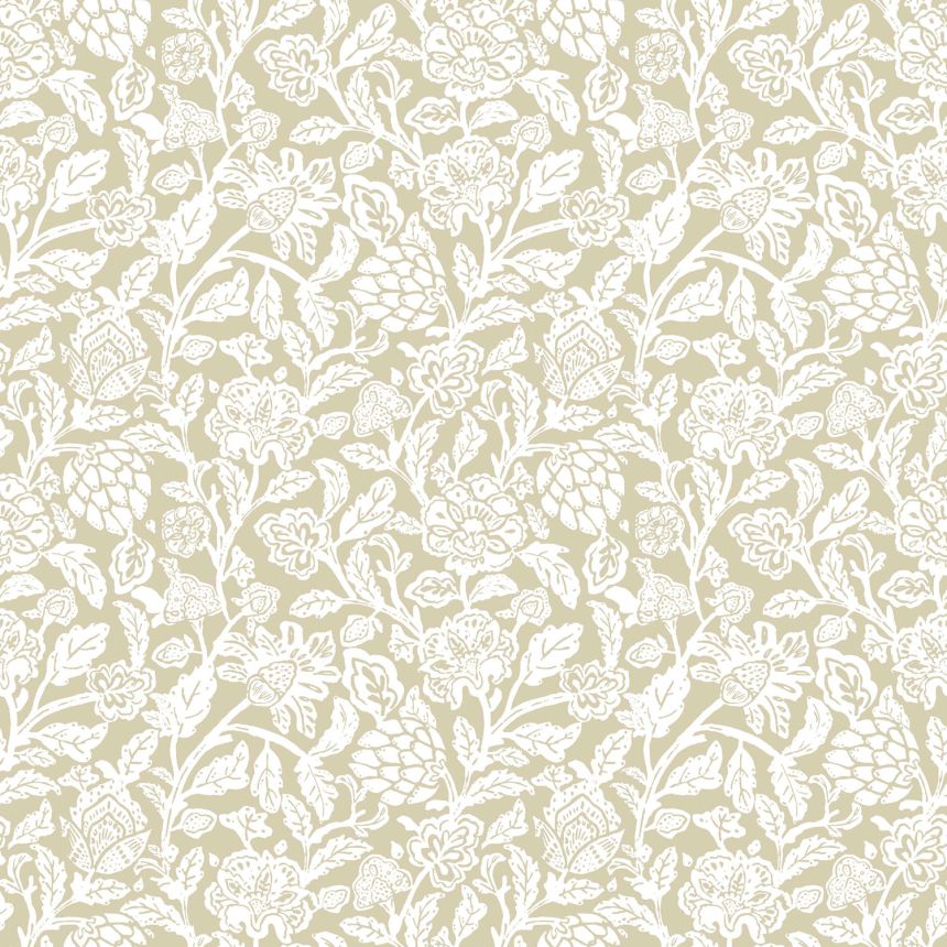 Ocher non-woven floral wallpaper, 12347, Fiori Country, Parato