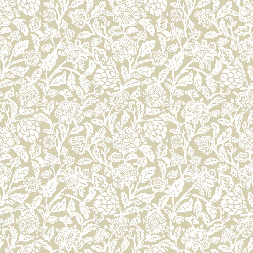Ocher non-woven floral wallpaper, 12347, Fiori Country, Parato