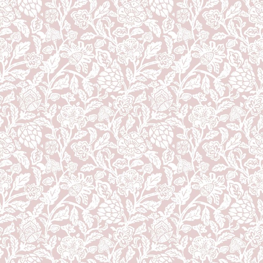 Pink non-woven floral wallpaper, 12348 Fiori Country Parato