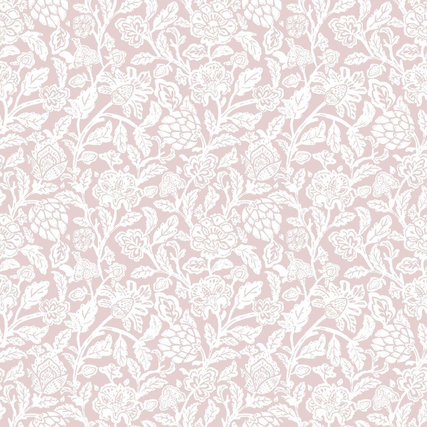 Pink non-woven floral wallpaper, 12348 Fiori Country Parato