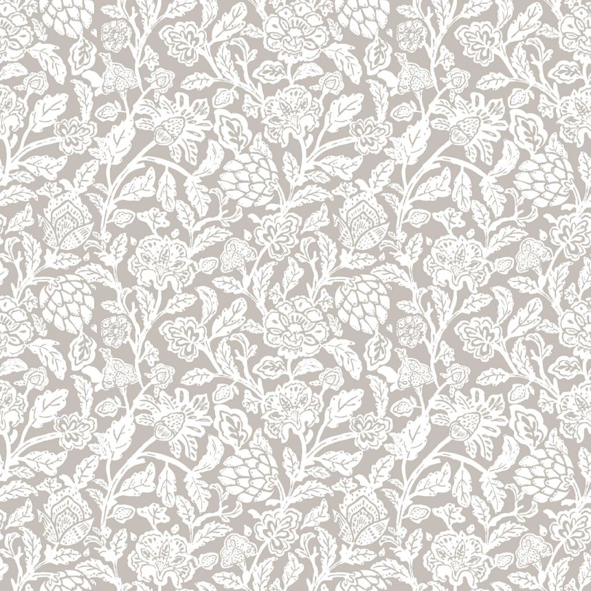 Gray non-woven floral wallpaper, 12349, Fiori Country, Parato