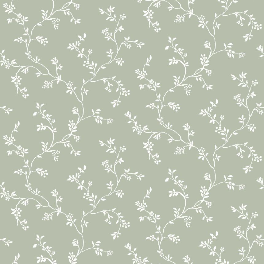 Green non-woven floral wallpaper, 12355, Fiori Country, Parato
