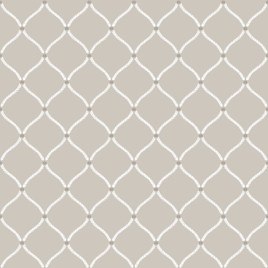 Gray wallpaper with white ornaments, 12359, Fiori Country, Parato