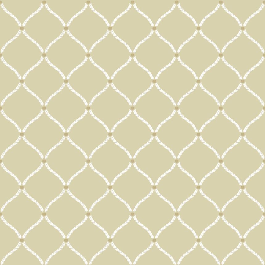 Ocher wallpaper with white ornaments, 12358, Fiori Country, Parato