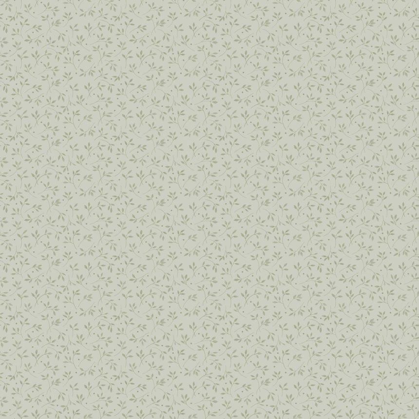 Green non-woven wallpaper with branches, 12365, Fiori Country, Parato