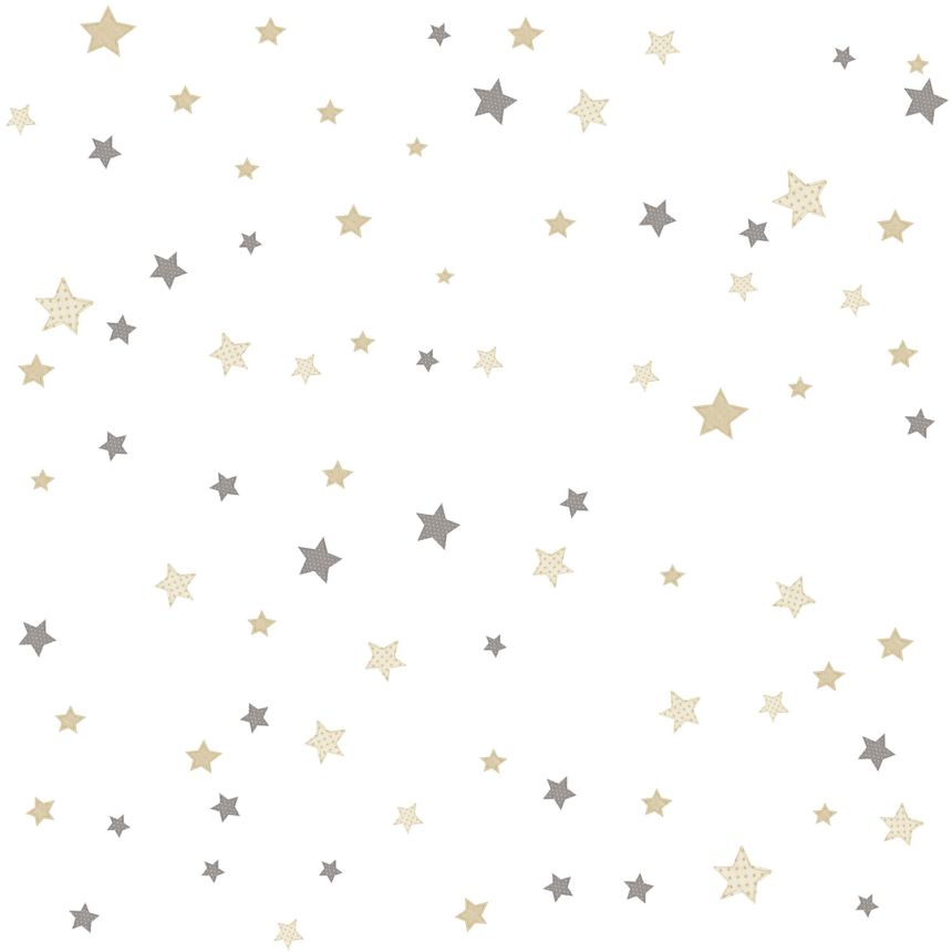 Children's wallpaper with gray and beige stars, 14826, Happy, Parato