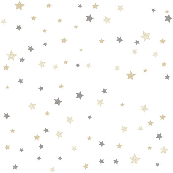 Children's wallpaper with gray and beige stars, 14826, Happy, Parato