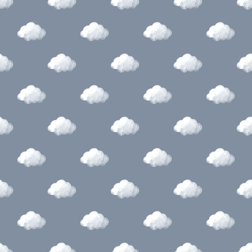Children's blue wallpaper with clouds, 14833, Happy, Parato