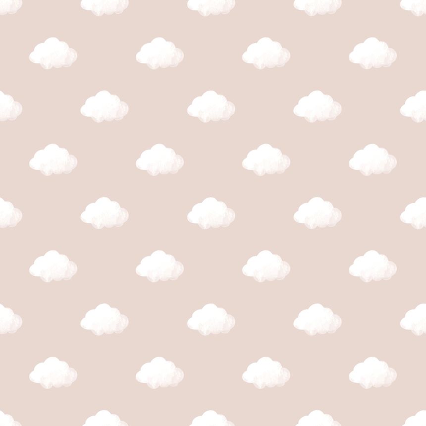 Children's pink wallpaper with clouds, 14834, Happy, Parato