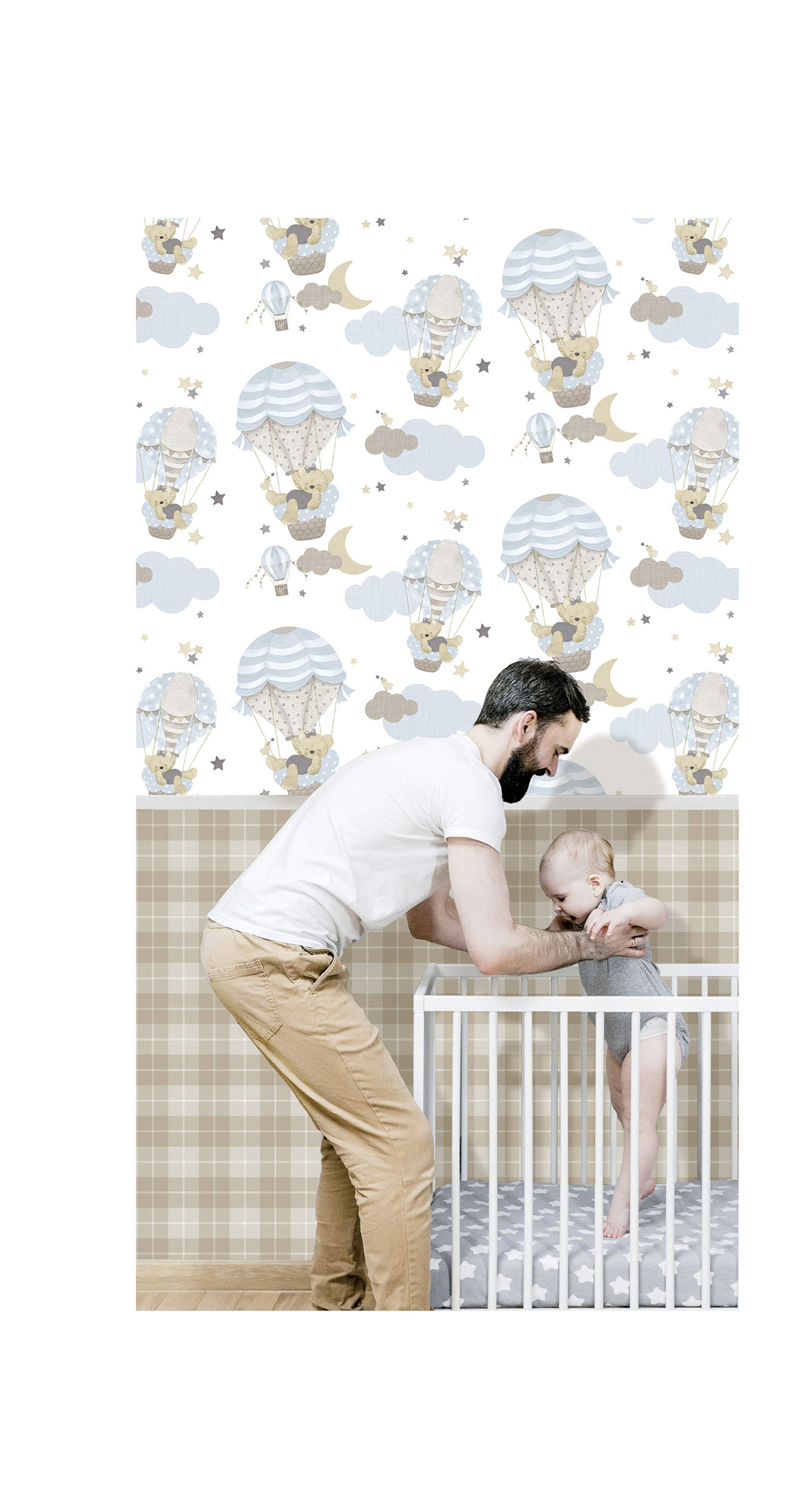 Blue wallpaper, check fabric imitation, 14873, Happy, Parato