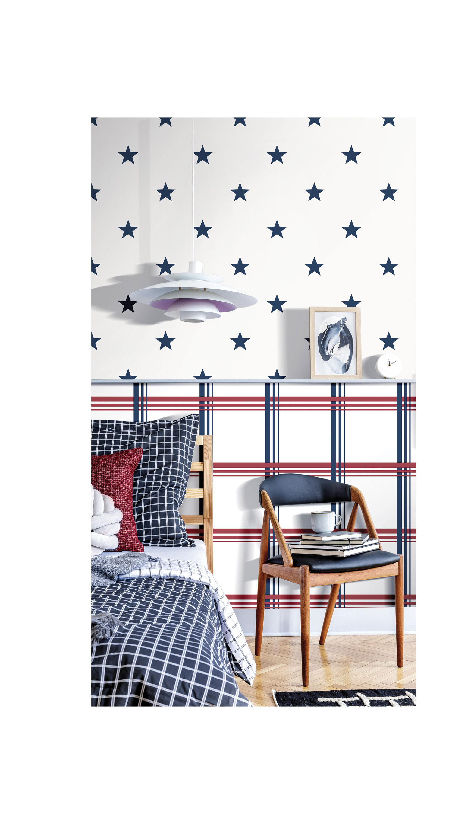 White and blue wallpaper with stars, 16650, Friends & Coffee, Cristiana Masi by Parato