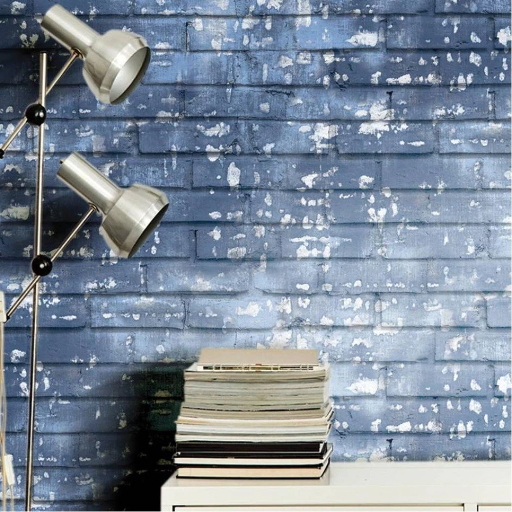 Blue wallpaper brick, brick wall, 16662, Friends & Coffee, Cristiana Masi by Parato