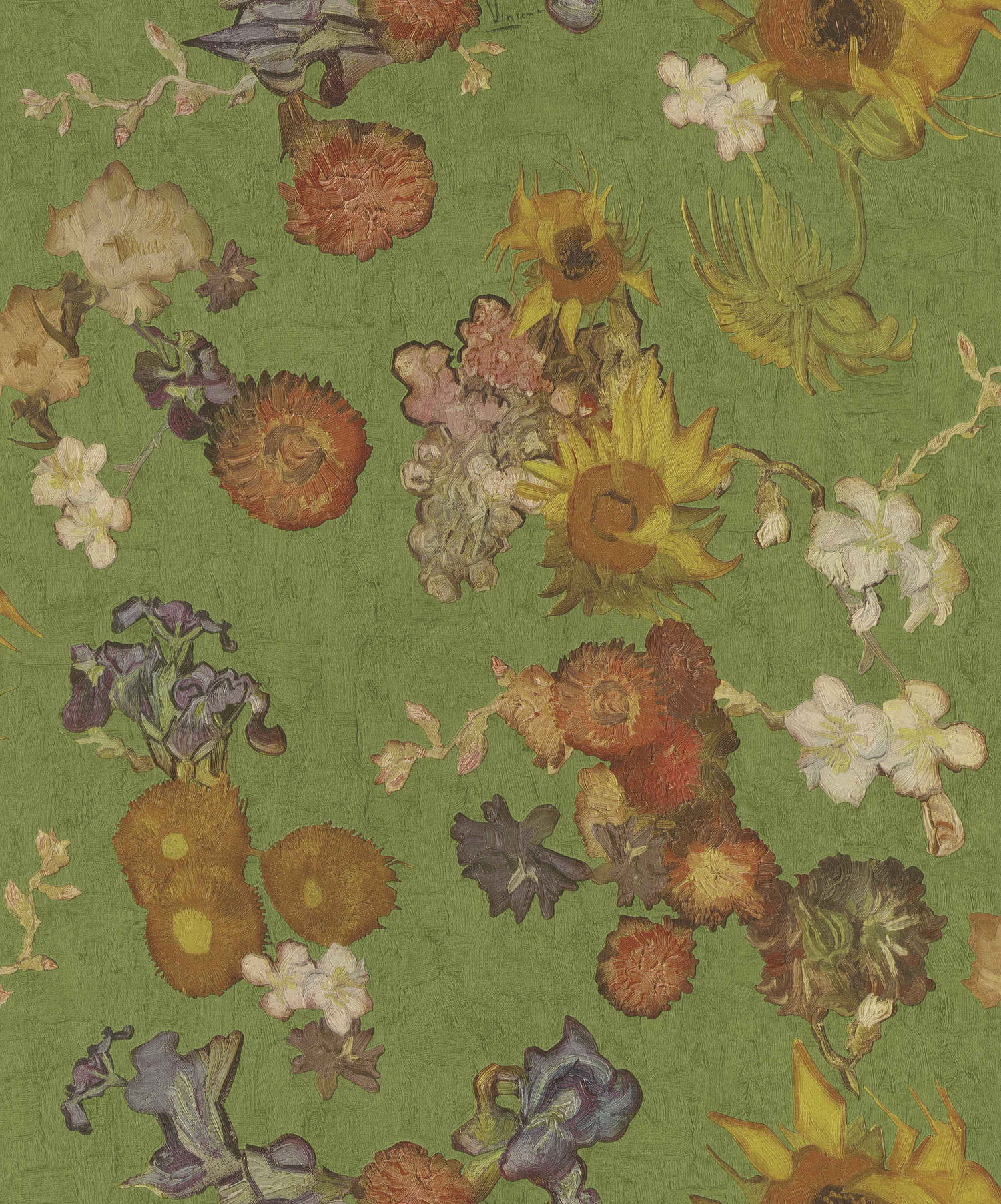 Luxury green wallpaper, flowers, 5028490, Van Gogh III, BN Walls