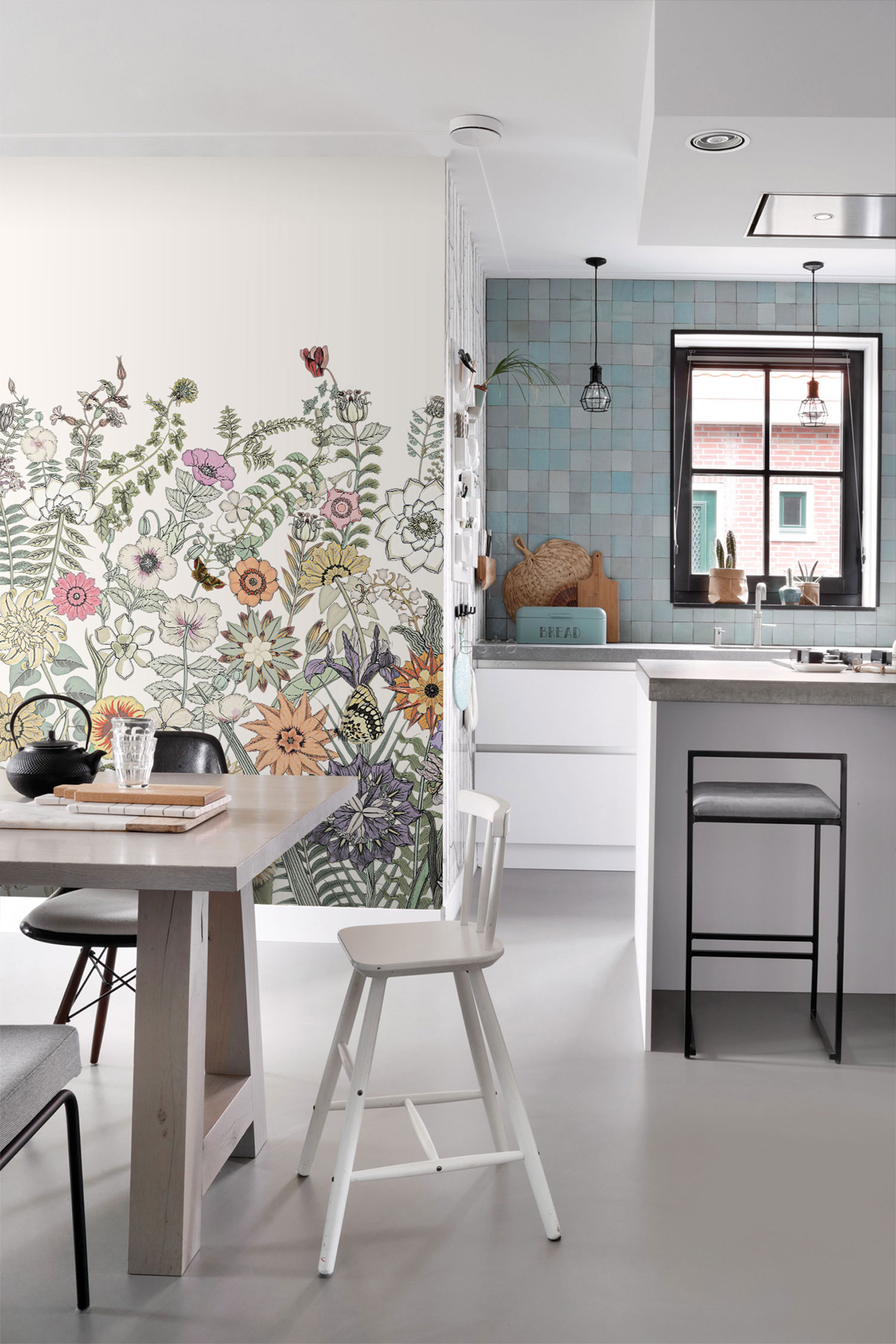 Floral non-woven wall mural, 159107, Vintage Flowers,  Esta Home