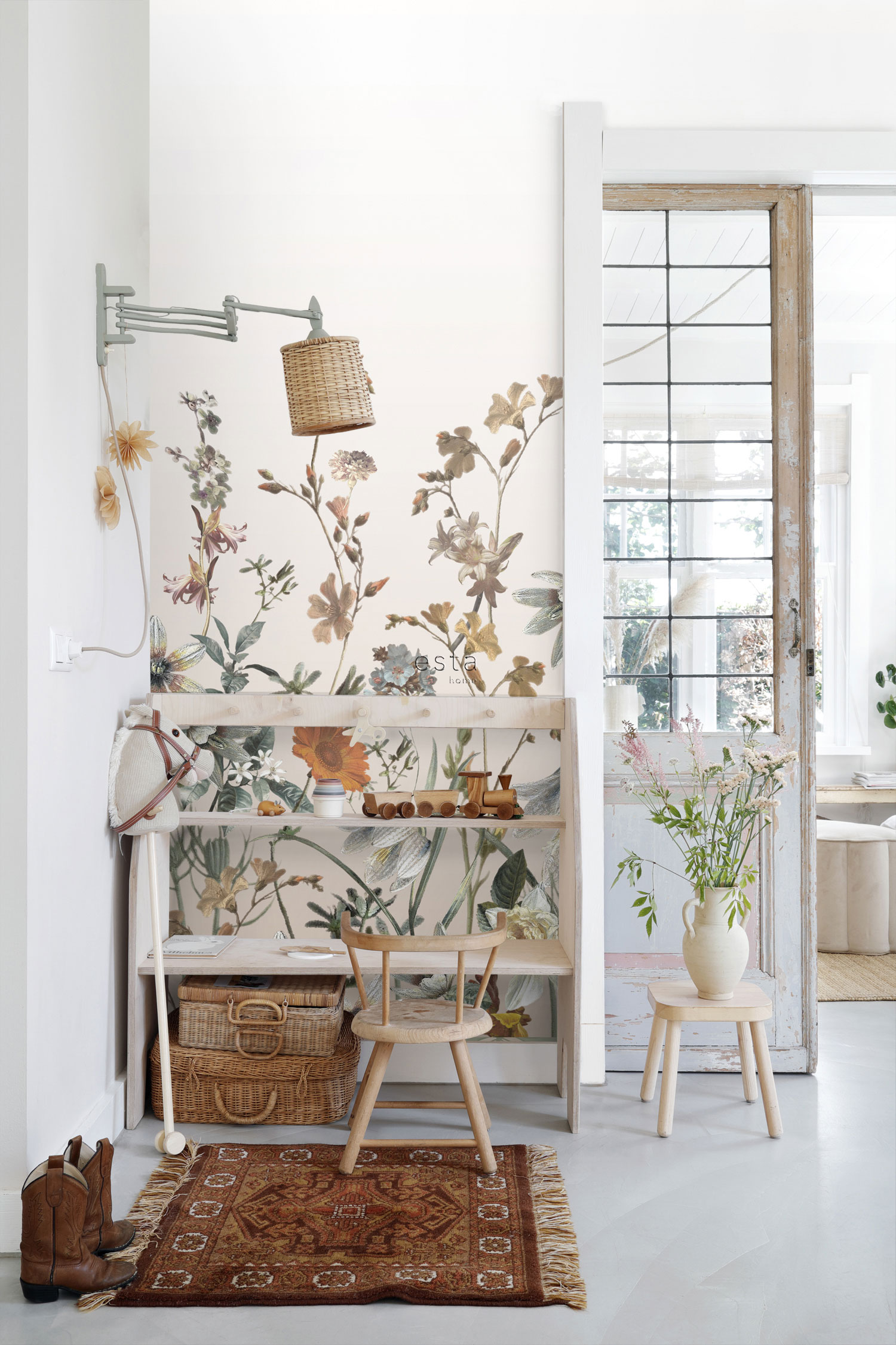 Floral non-woven wall mural, 159211, Vintage Flowers, Esta Home