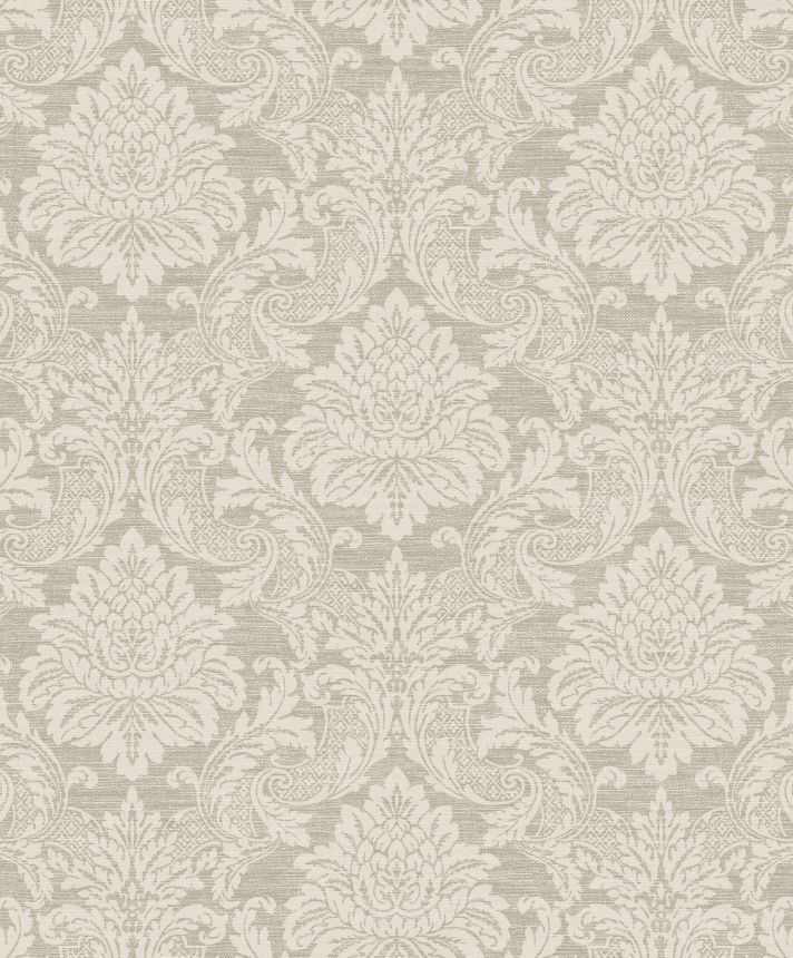 Beige wallpaper with baroque pattern, OTH001, Othello, Zoom by Masureel