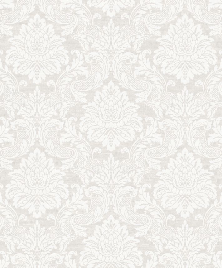 Cream wallpaper with baroque pattern, OTH002, Othello, Zoom by Masureel