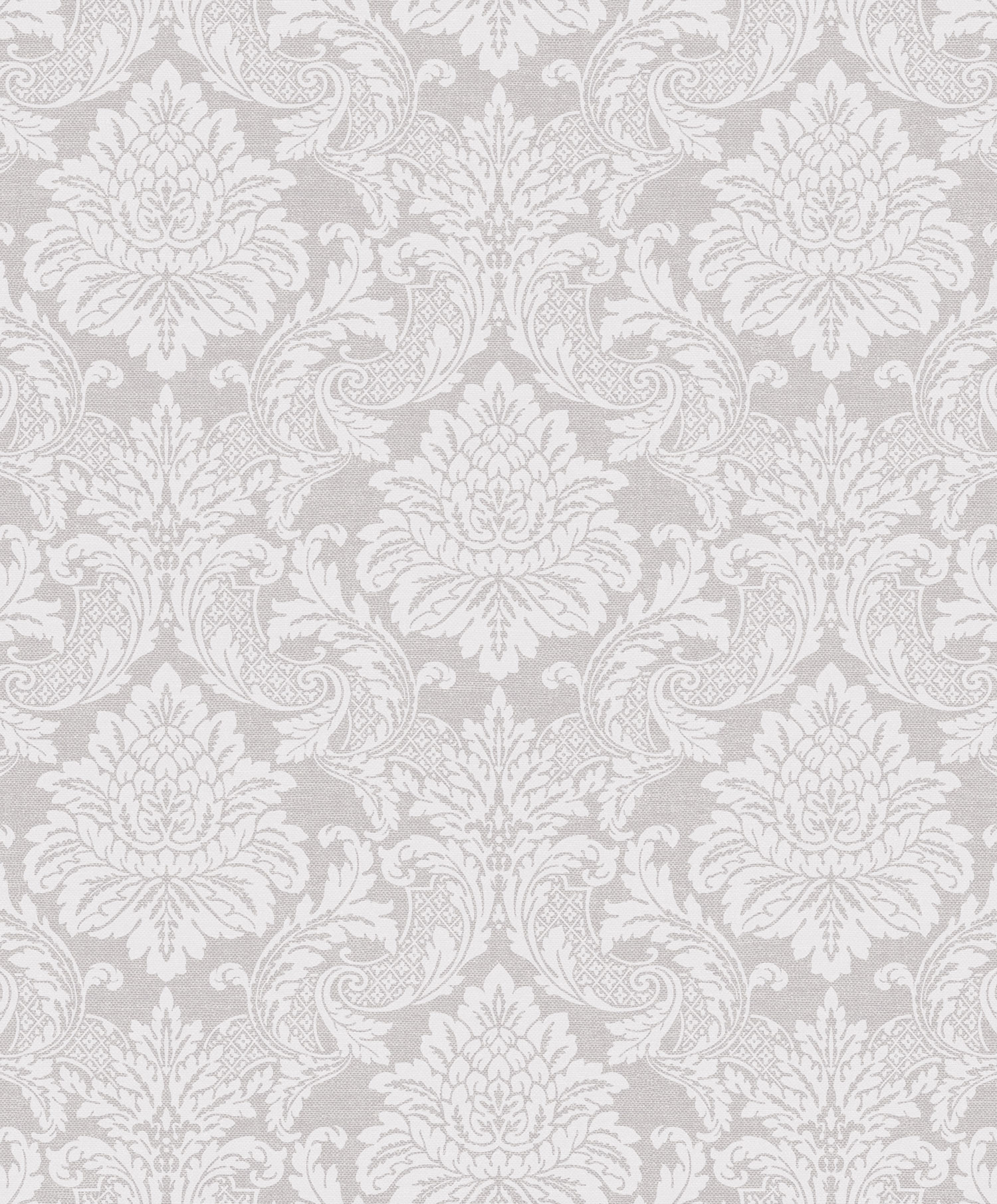 Gray wallpaper with baroque pattern, OTH005, Othello, Zoom by Masureel