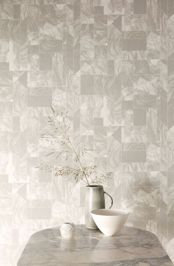 Gray marbled wallpaper, SPI704, Spirit of Nature, Khroma by Masureel