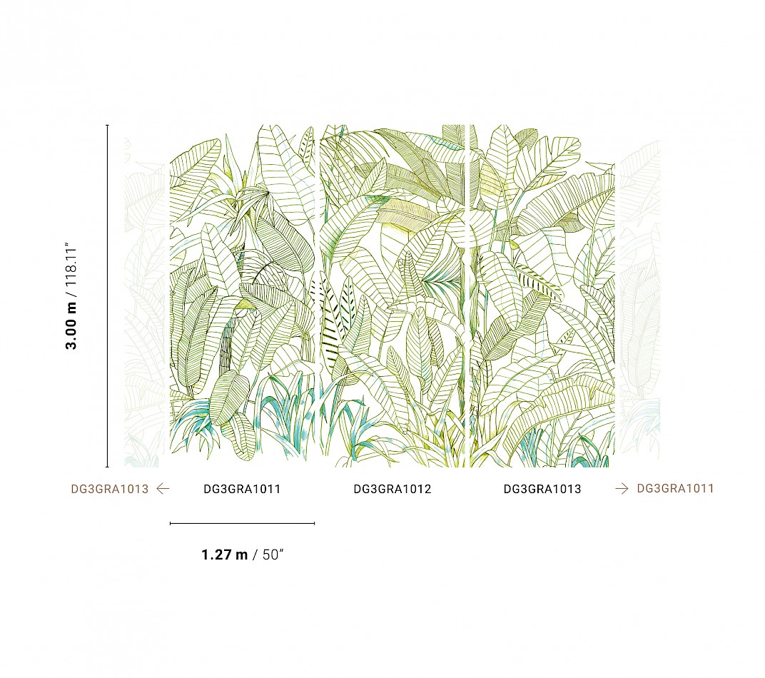 Green wall mural, Leaves, DG3GRA1013, Wall Designs III, Khroma by Masureel