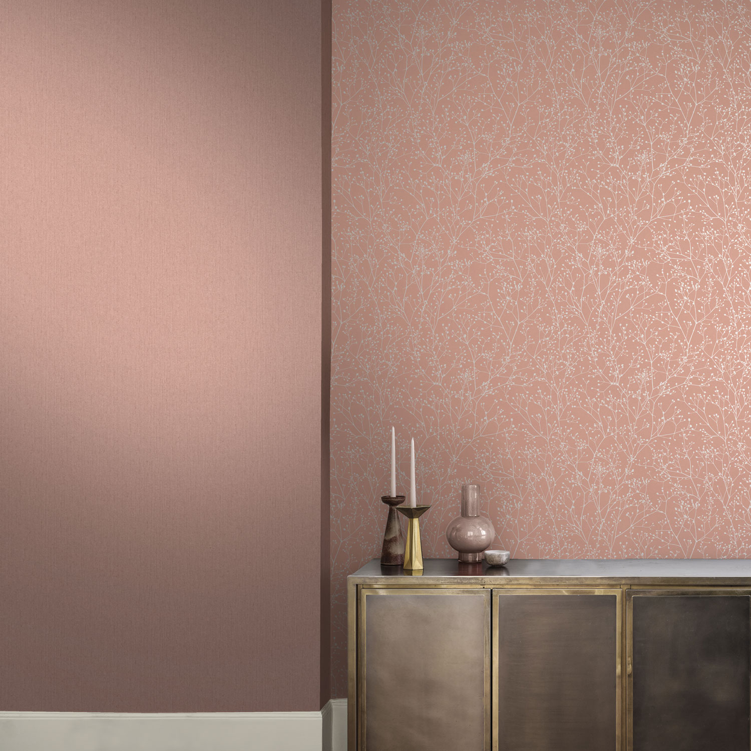 Semi-gloss pink wallpaper, 120374, Wiltshire Meadow, Clarissa Hulse