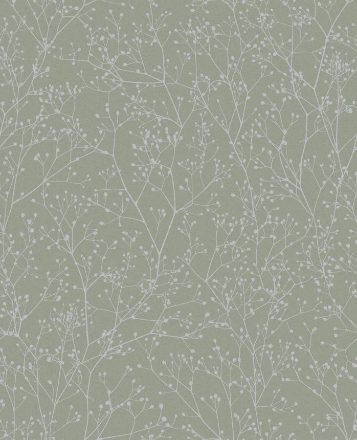 Green-silver wallpaper, flowers, 120388, Wiltshire Meadow, Clarissa Hulse