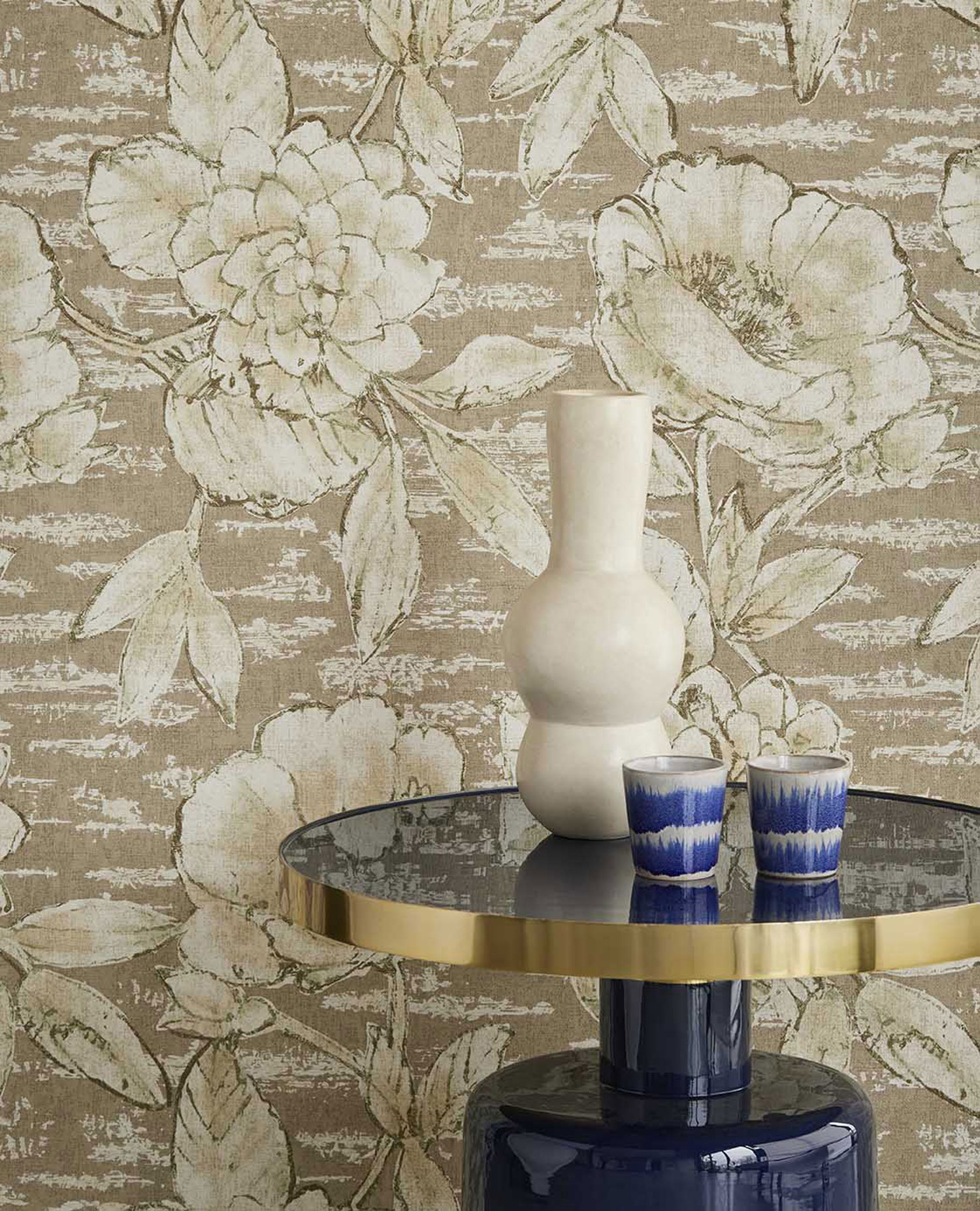 Luxury ocher floral wallpaper, 333411, Emerald, Eijffinger