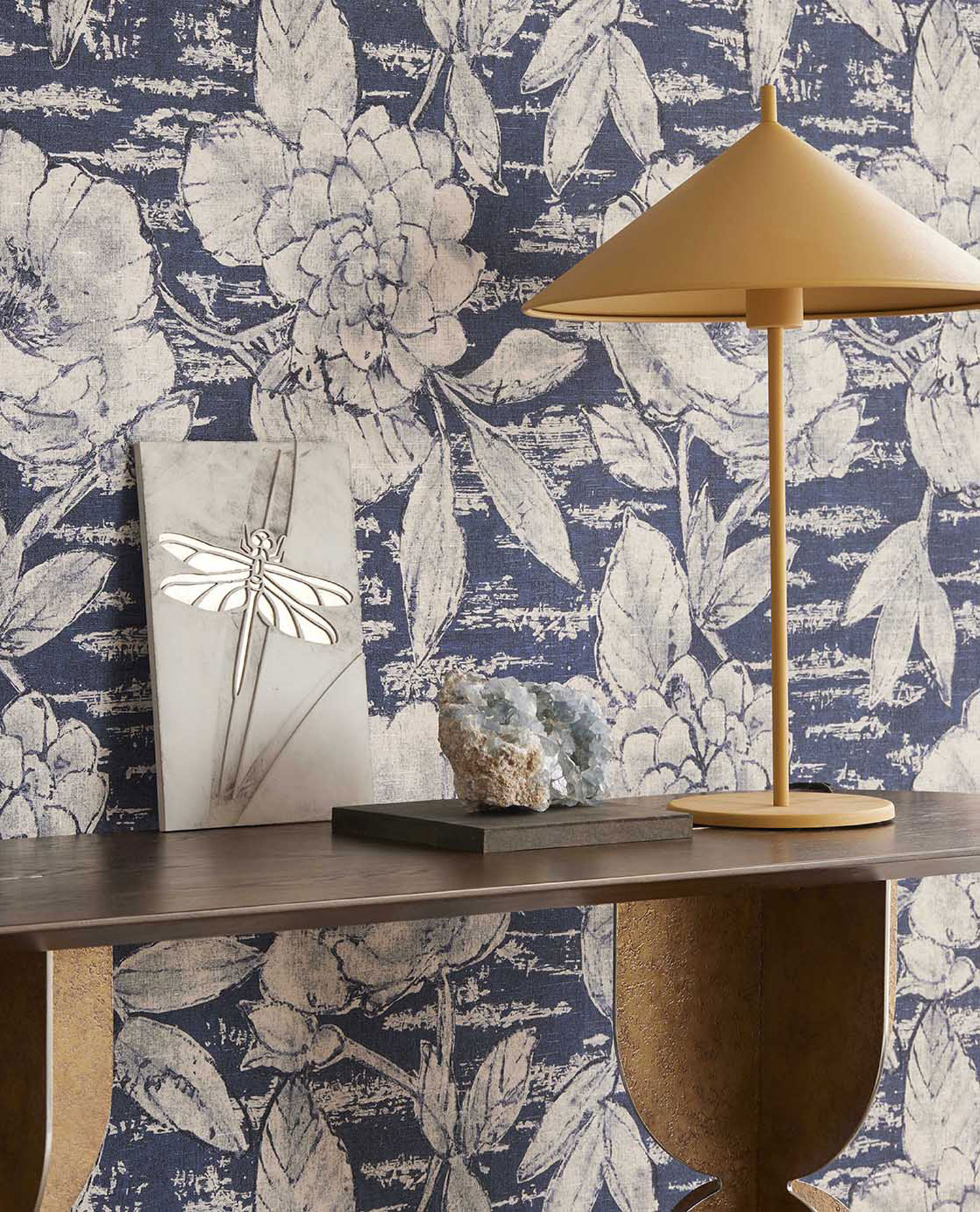 Luxury blue wallpaper with flowers, 333414, Emerald, Eijffinger