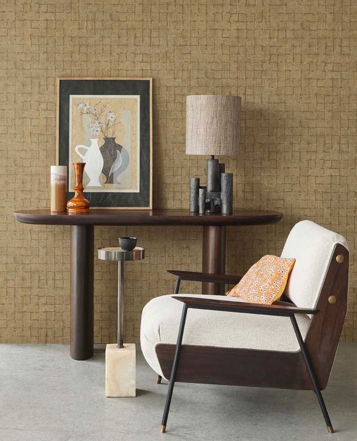 Brown wallpaper, fabric imitation, 333453, Emerald, Eijffinger