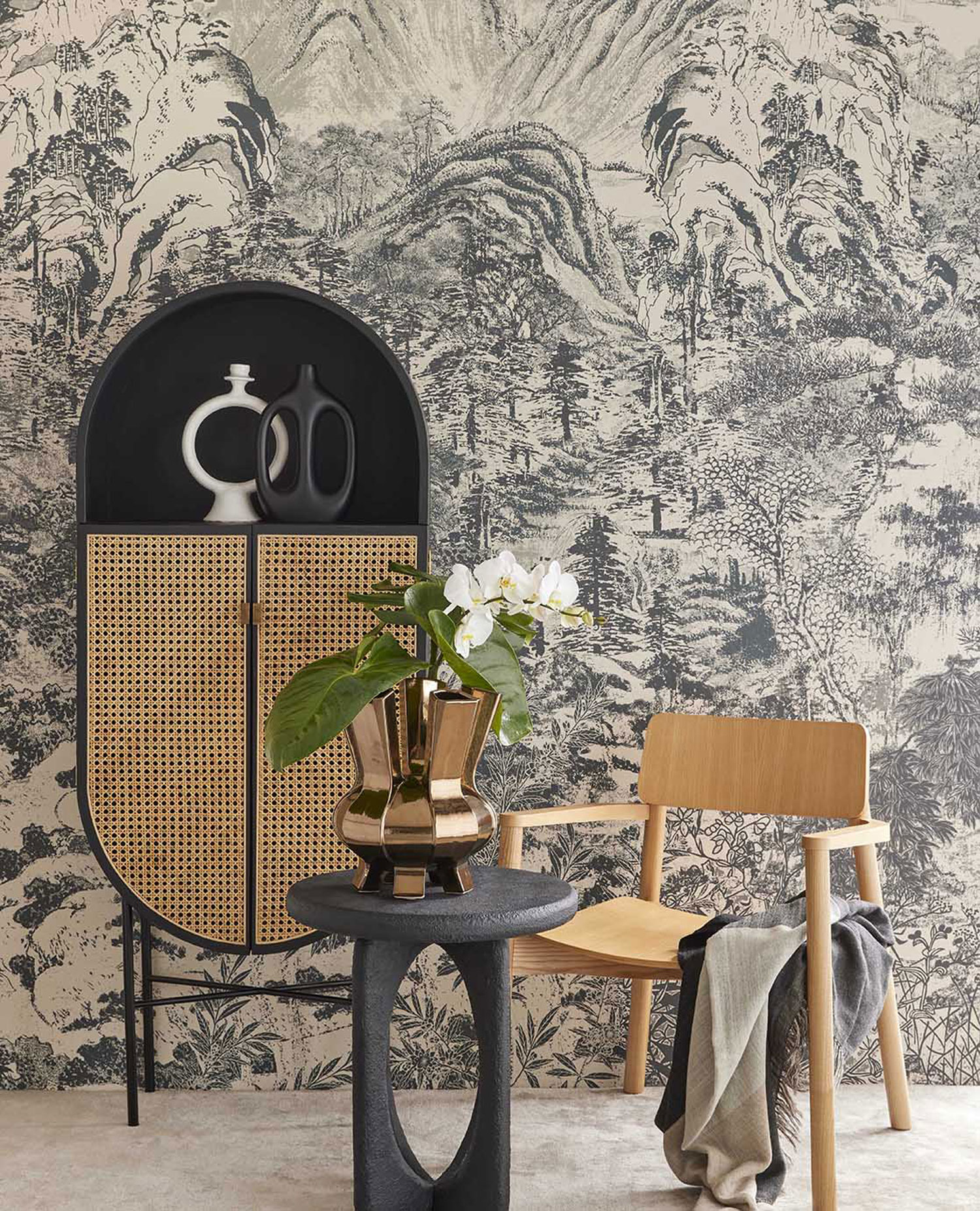 Wall mural, Mountain landscape in the fog, 333473, Emerald, Eijffinger