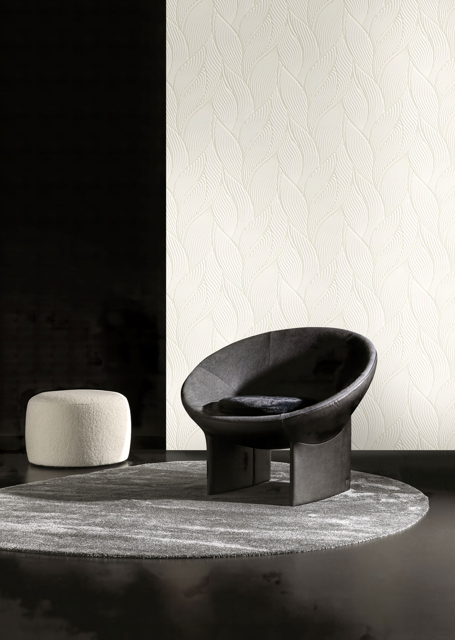 Luxury beige wallpaper, leaves, Z18904, Trussardi 7, Zambaiti Parati