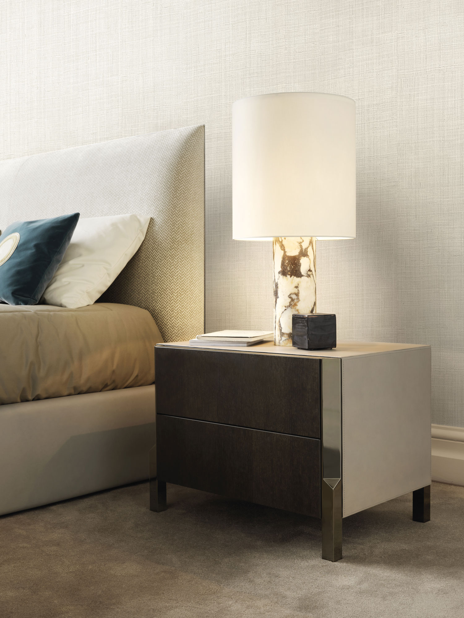 Luxury cream wallpaper, fabric imitation, Z18918, Trussardi 7, Zambaiti Parati