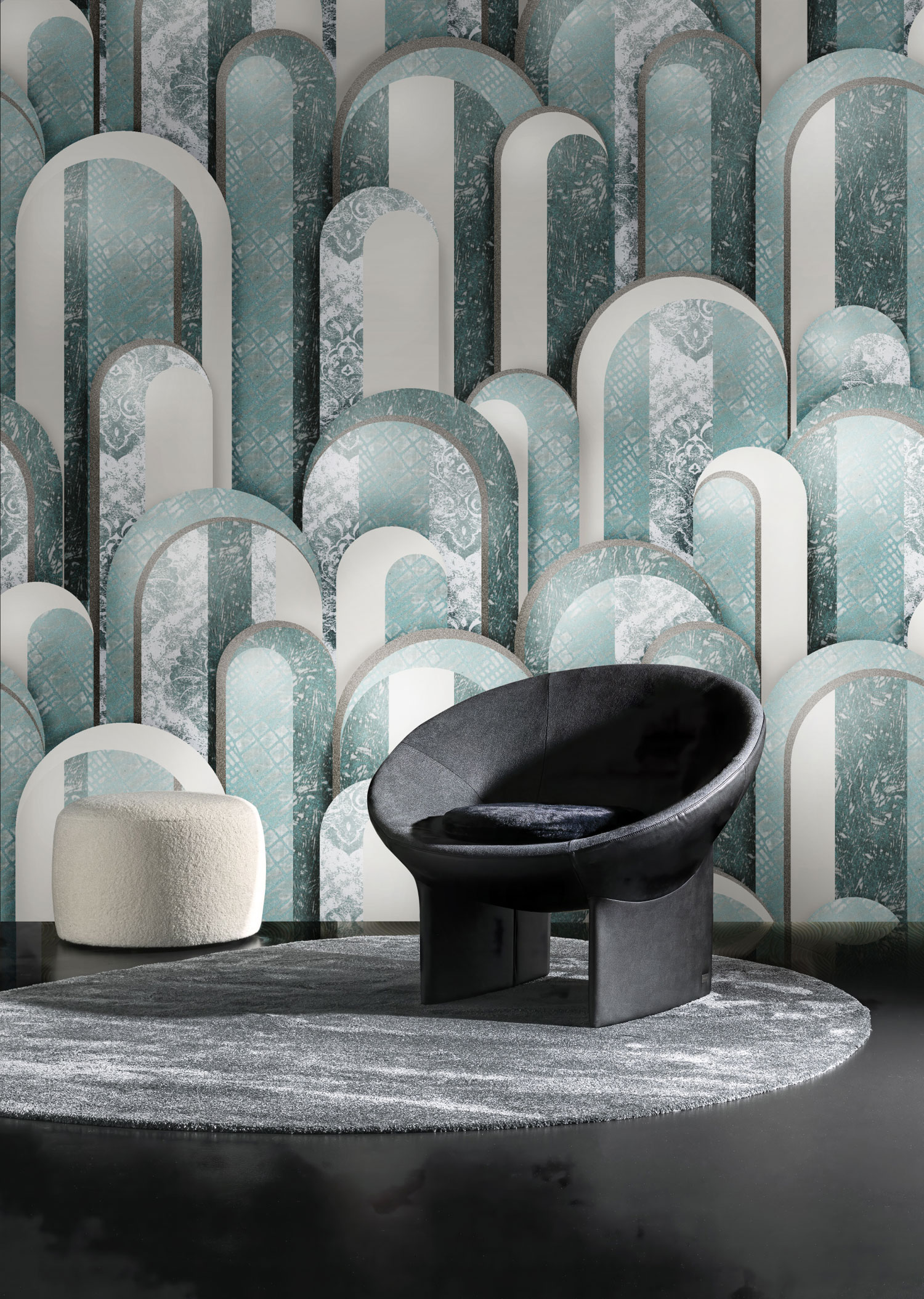 Luxury geometric wall mural, arcades, Z18975, Trussardi 7, Zambaiti Parati