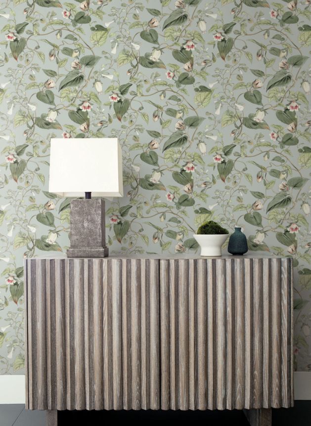 Gray non-woven wallpaper, flowers, BL1712, Blooms Second Edition Resource Library, York