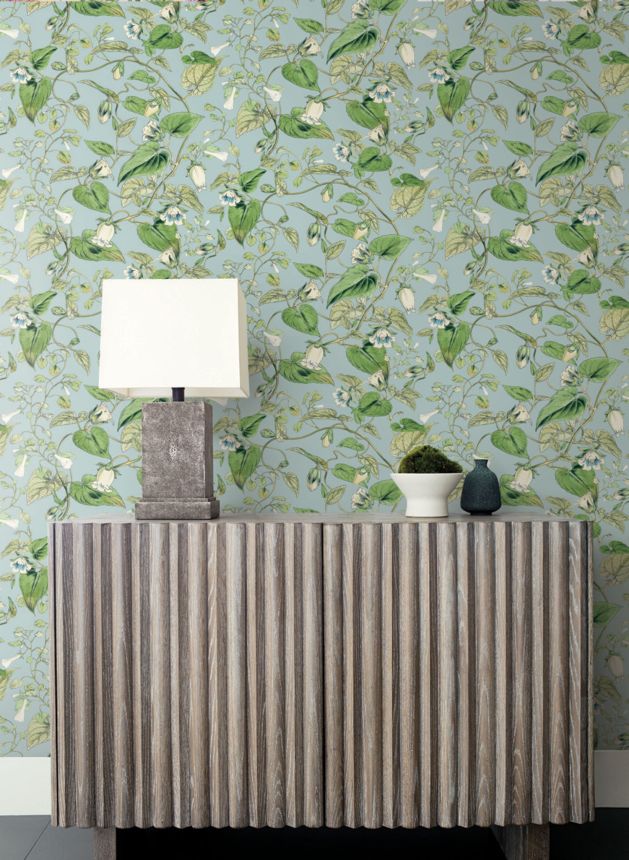 Blue non-woven wallpaper, flowers, BL1714, Blooms Second Edition Resource Library, York