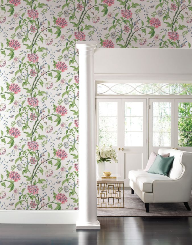 White non-woven wallpaper, blossom branches, BL1785, Blooms Second Edition Resource Library, York