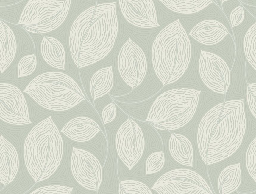 Green-white non-woven wallpaper, leaves, EV3921, Candice Olson Casual Elegance, York